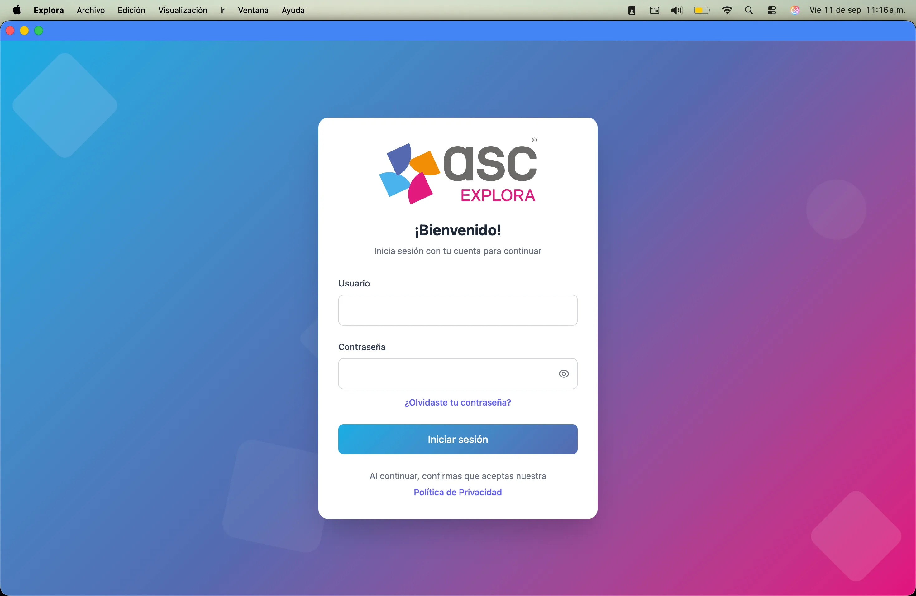 Iniciar sesión y descargar los contenidos — Explora en macOS con Safari