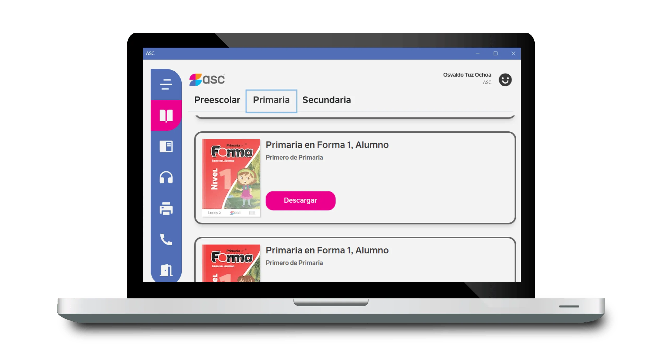 Aplicación ASC en Laptop