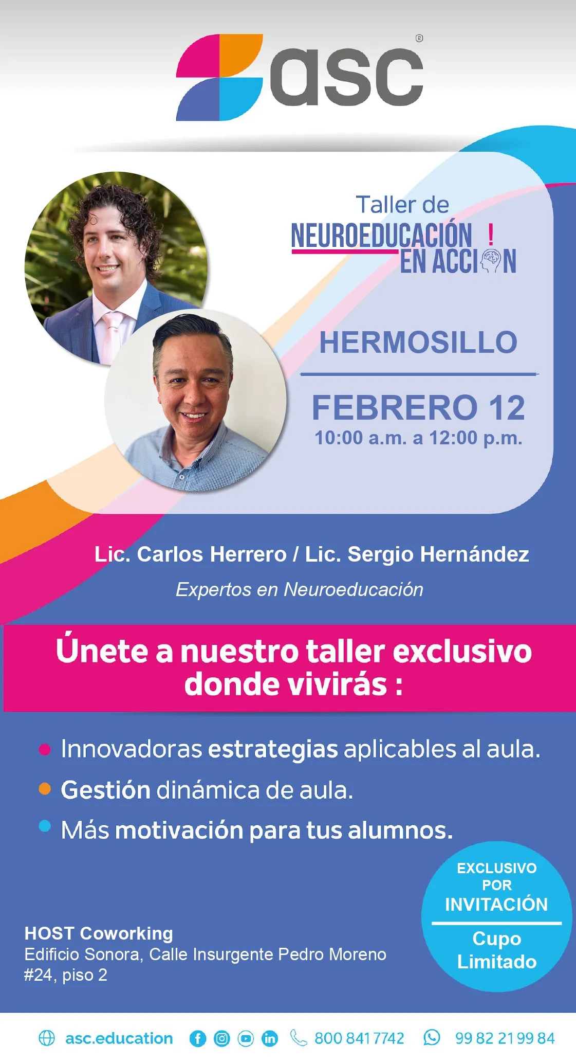 Flyer del evento Taller de neuroeducación en acción