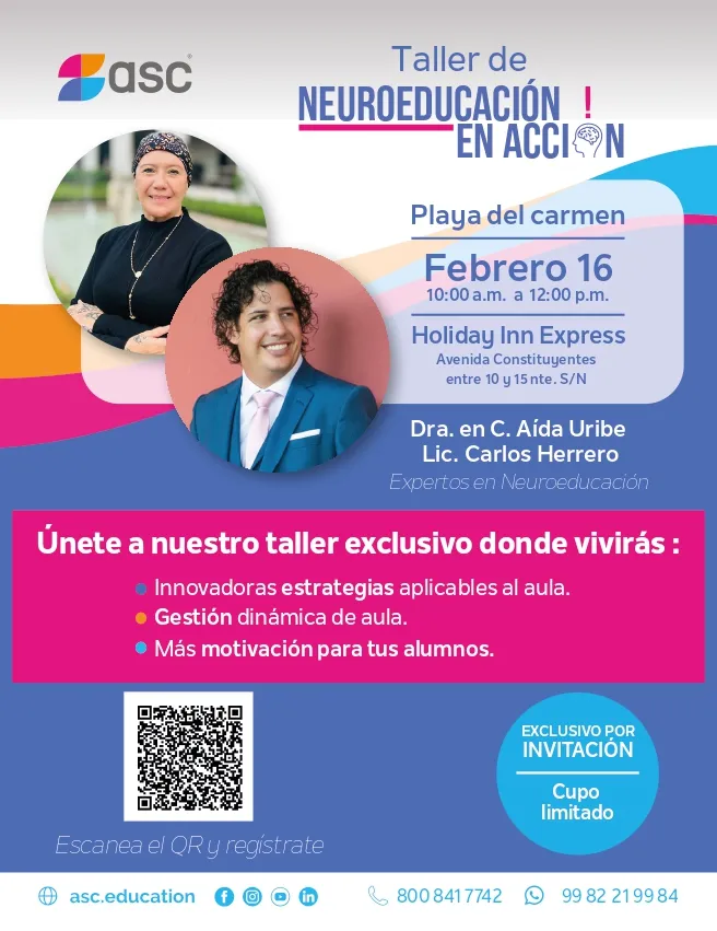 Flyer del evento Taller de neuroeducación en acción