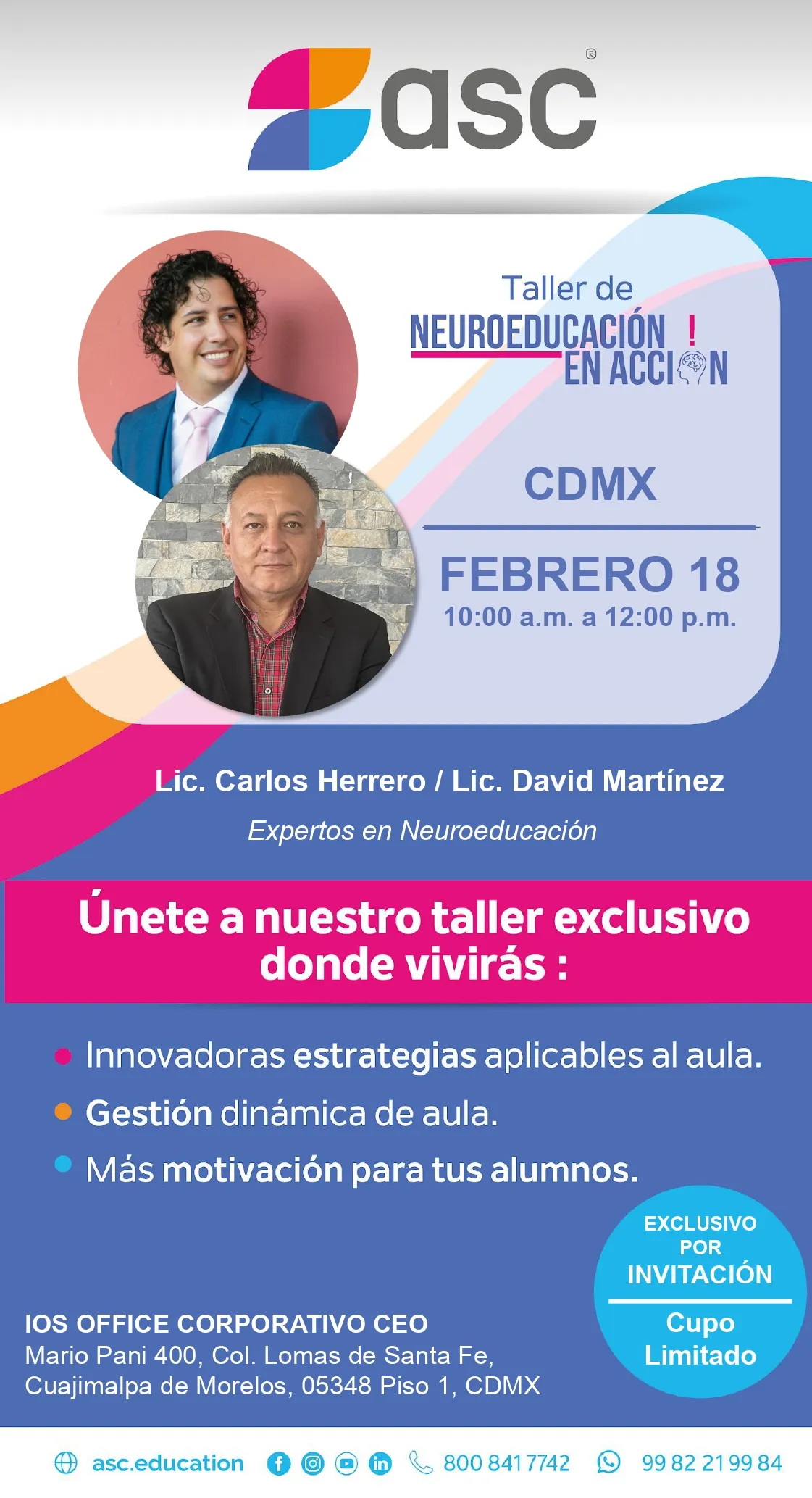 Flyer del evento Taller de neuroeducación en acción