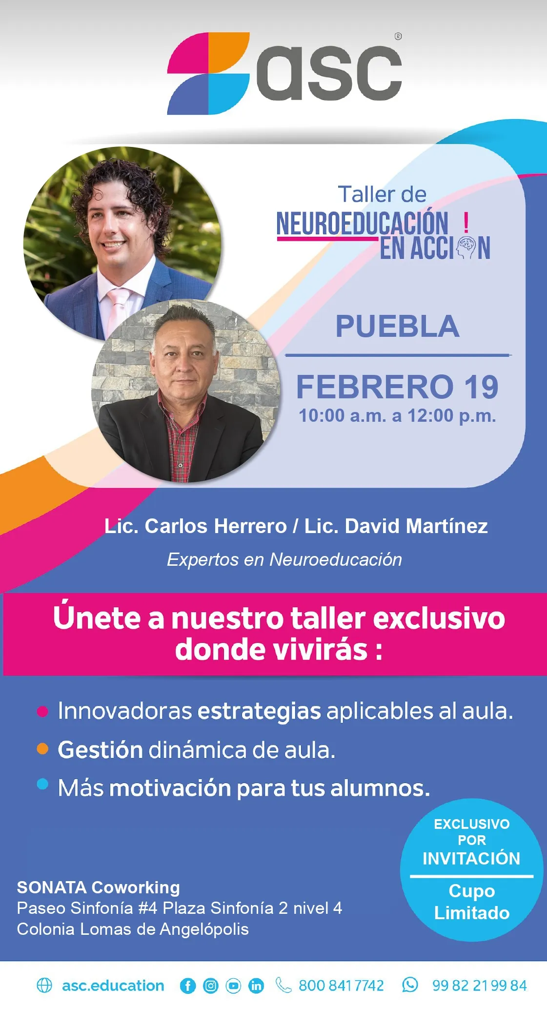 Flyer del evento Taller de neuroeducación en acción